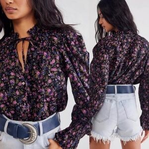 Free People Meant To Be Floral Peasant Style Top